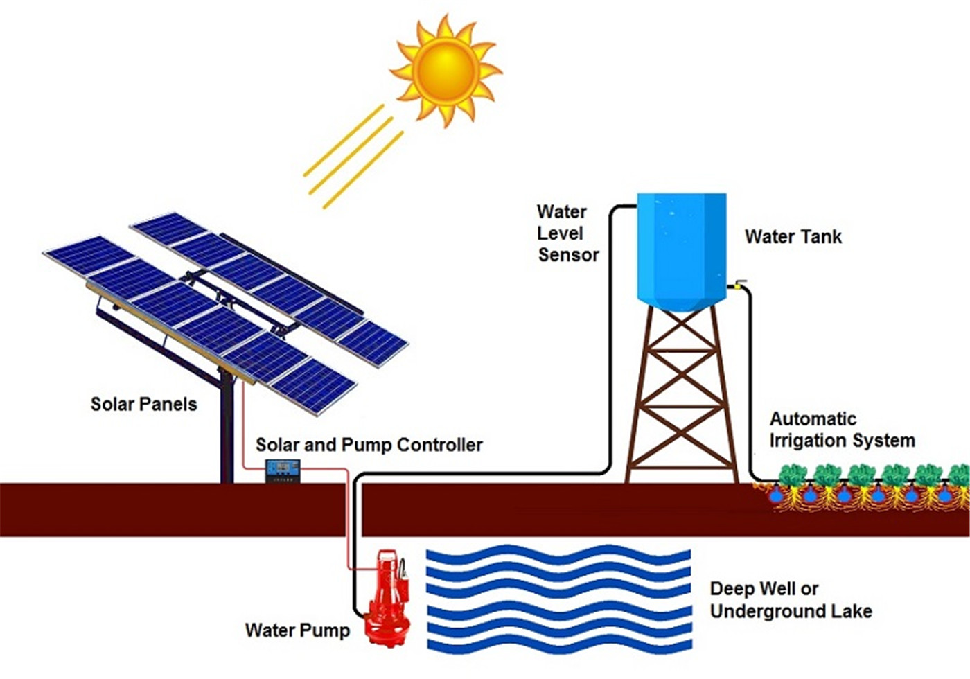 Pompe à eau solaire pour l'irrigation de l'agriculture